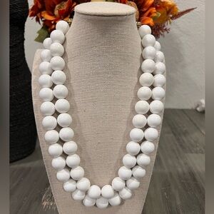 Vintage Monet Large White Beaded Double Strand Necklace